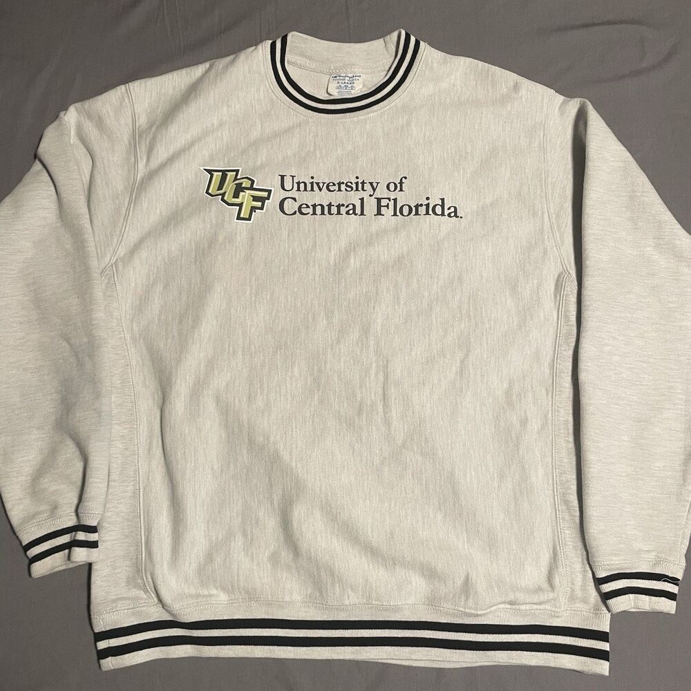 Vintage UCF Knights Champion Reverse Weave Striped Ribbed Trim Mens XL